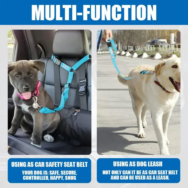 Nylon Safety Belt for Dogs Solid Color Two-in-one Pet Car Seat Belt Leash Adjustable Dog Harness Collar Products Pet Accessories