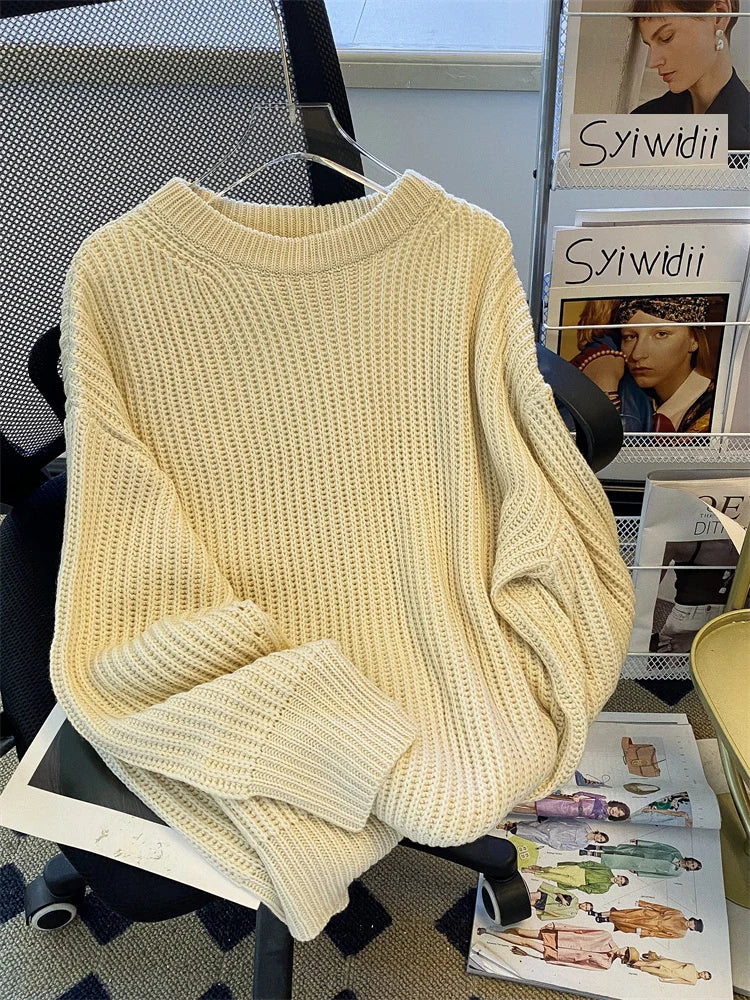 Syiwidii Oversized Sweaters for Women Knit Pullover Spring Autumn Winter Long Sleeve Causal Fashion Elegant Ladies Loose Jumpers