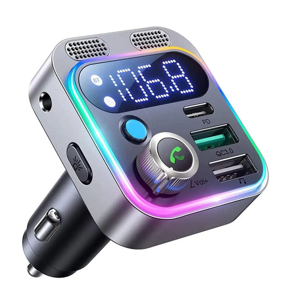 2023 Bluetooth 5.0 FM Transmitter For Car FM/AUX Bluetooth Car Adapter Car Charger Bass Boost 3 Ports Charger Bluetooth Adapter