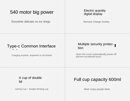 Portable Multifunction Fruit Juicer Blender 10 Blade Mini Ice Blender Smoothie Maker USB Charging Wireless Juice Extractor