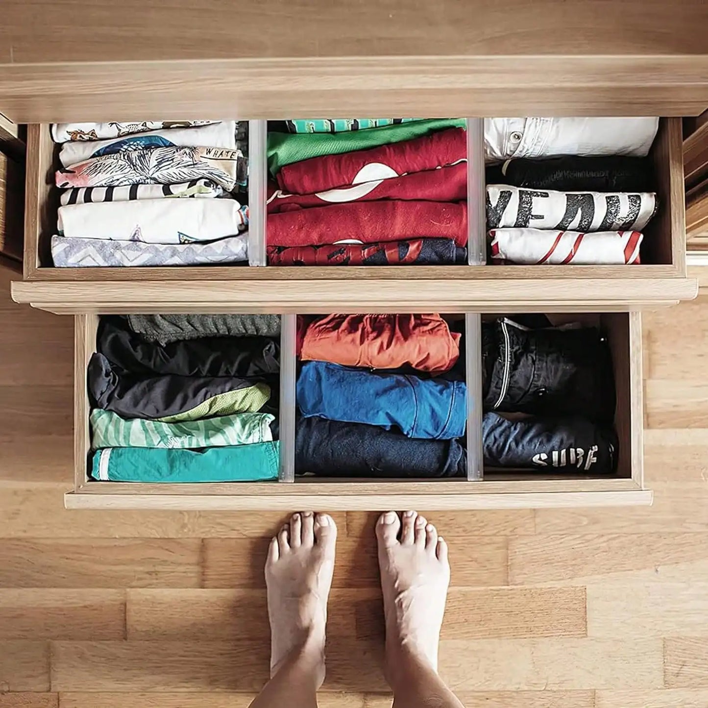 1/2/4/8PCS Drawer Dividers Organizers Adjustable Cabinet Storage Clothes Drawer Organizer Clear Drawers Separators Kitchen Tools