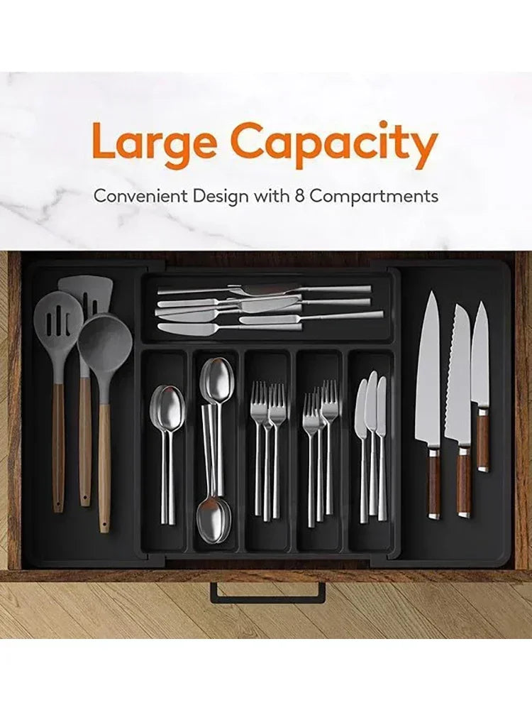1Pcs Expandable Cutlery Drawer Organizer, Adjustable Kitchen Utensil Tray Set, Compartment Flatware Storage Divider,storage
