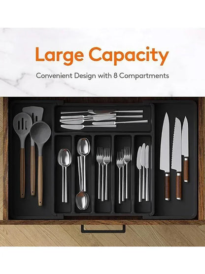 1Pcs Expandable Cutlery Drawer Organizer, Adjustable Kitchen Utensil Tray Set, Compartment Flatware Storage Divider,storage
