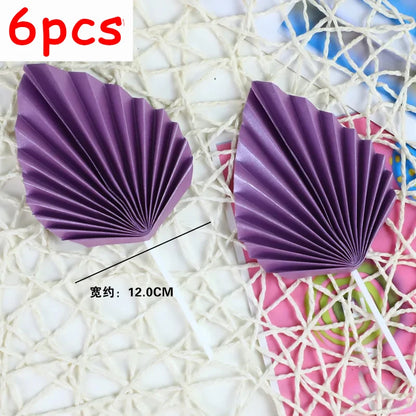 6pcs Palm Spear Cake Topper Happy Birthday Palm Leaf Decoration Cake Decorating Wedding Baking Dessert Table Party Favors