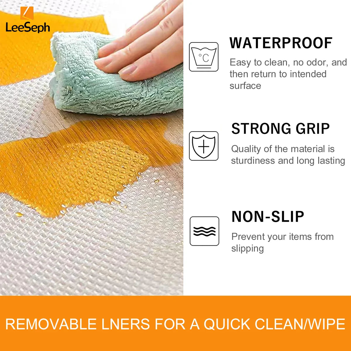 Leeseph Shelf Liner, Reusable Drawer Mat Non-Adhesive Cupboard Protector, Non-Slip Washable Waterproof Oilproof Pad Protectors