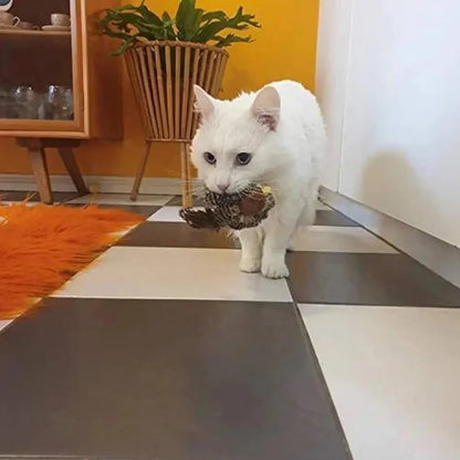 Interactive Cat Toys Electric Squeaky Simulation Bird Plush Cats Pets Teasing Toys with Feather Catnip Kitten Chirping Bird