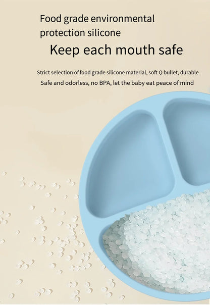 Best-Selling Silicone Children's Dinner Plate - Non-Slip, Separate Tableware & Baby Food Bowl - Perfect for Little Hands!