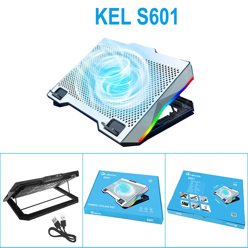 Gaming Laptop Cooling Pad with Powerful Cooler Fans,RGB Lighting and Phone Holder for 15-19 inch Laptops Stand