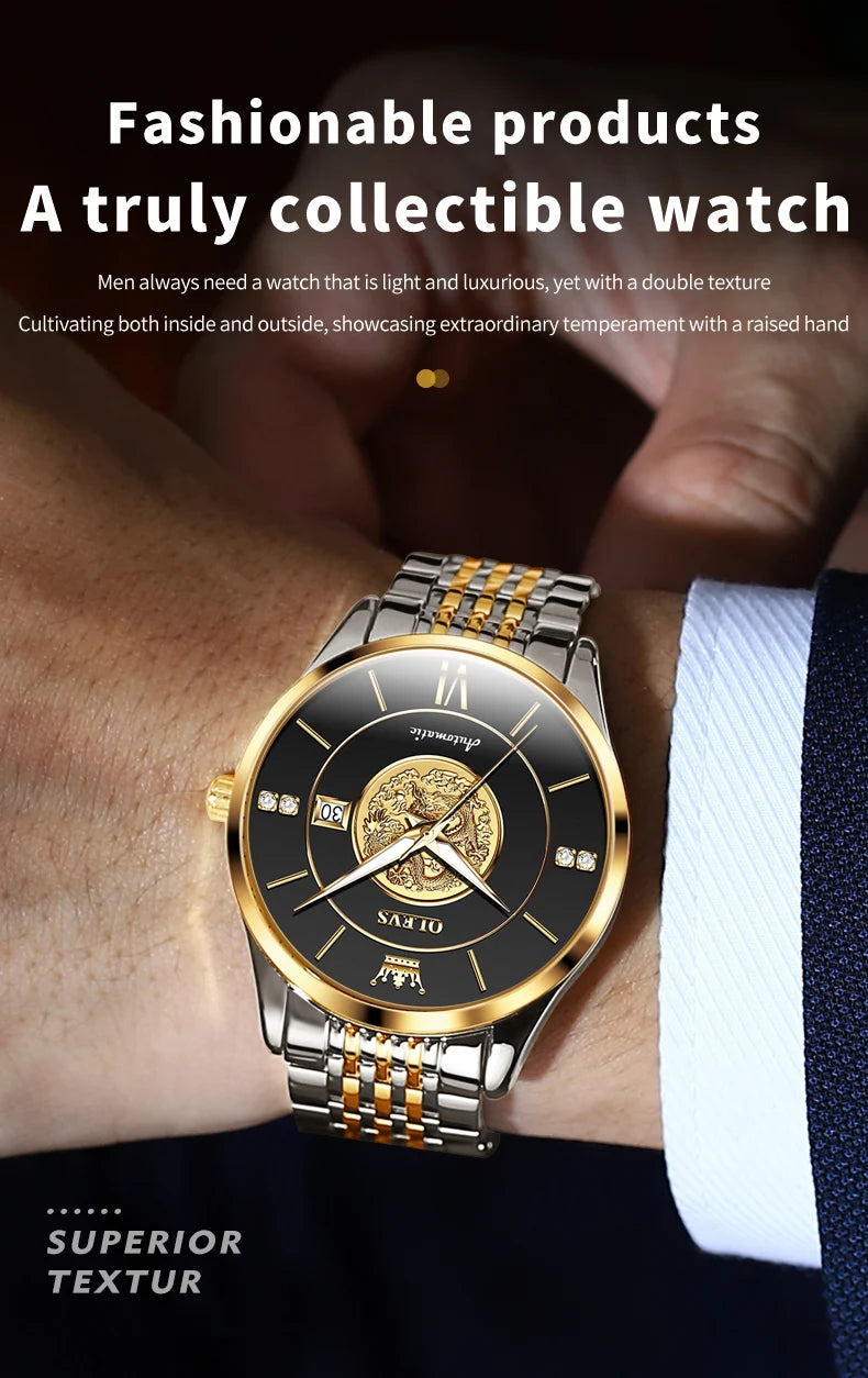 OLEVS brand watch Xianglong relief fully automatic mechanical watch men's watch men's watch 6693