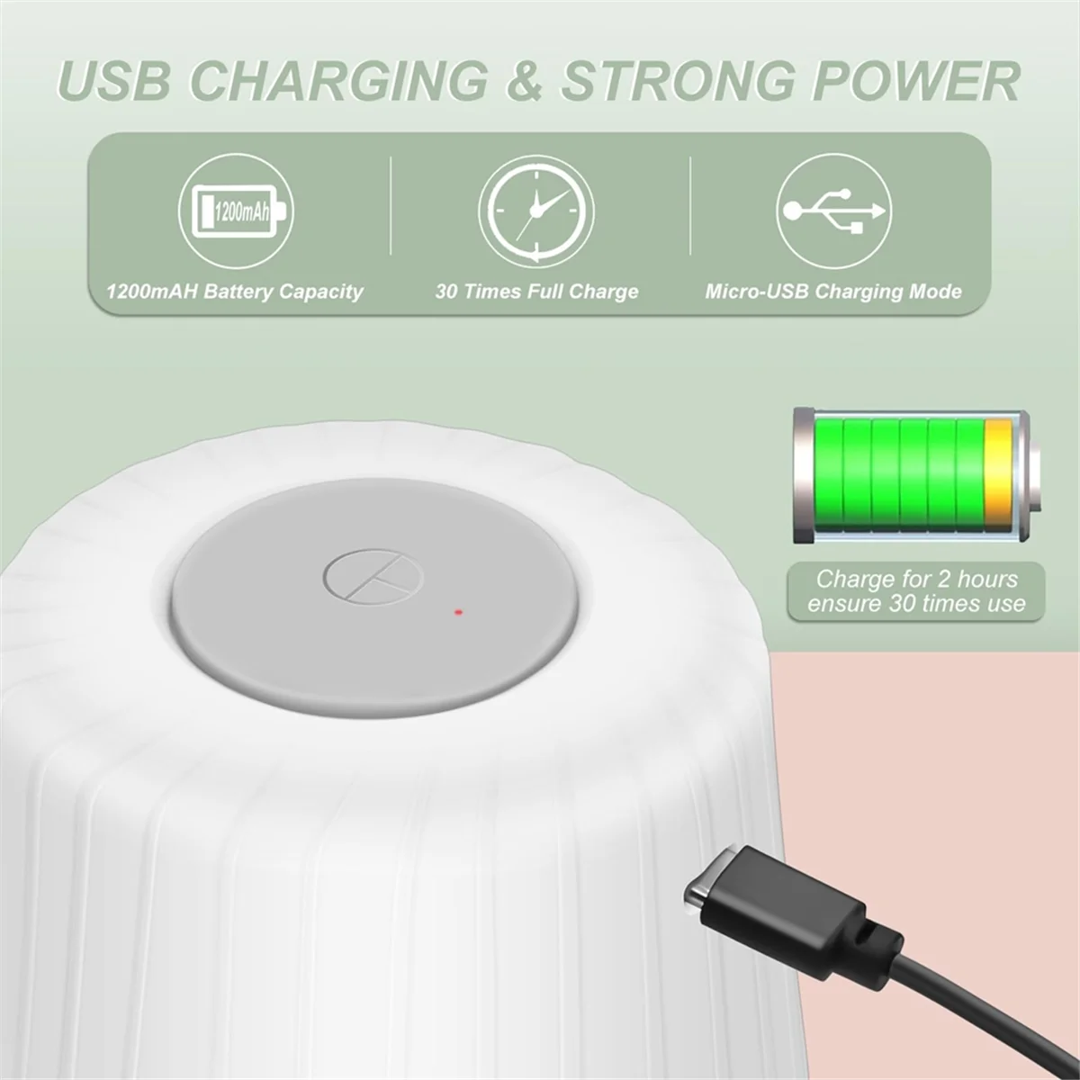 AT13 400ML Electric Garlic Chopper, 6 Blades Garlic Grinder Mini , USB Portable Veggie Chopper,Garlic Mincer