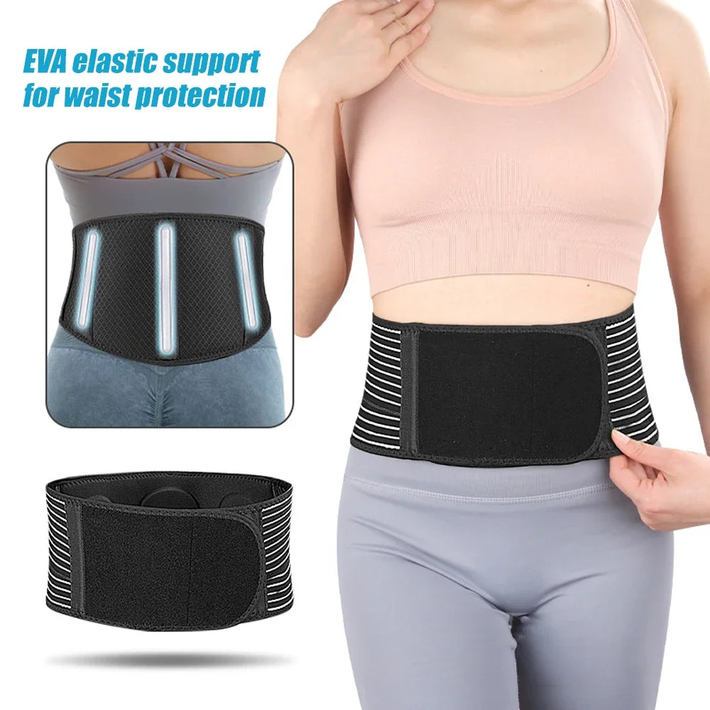 Breathable Back Brace for Lower Back Pain - Lumbar Support Belt w/ Pad for Men & Women - Sports & Work Support"