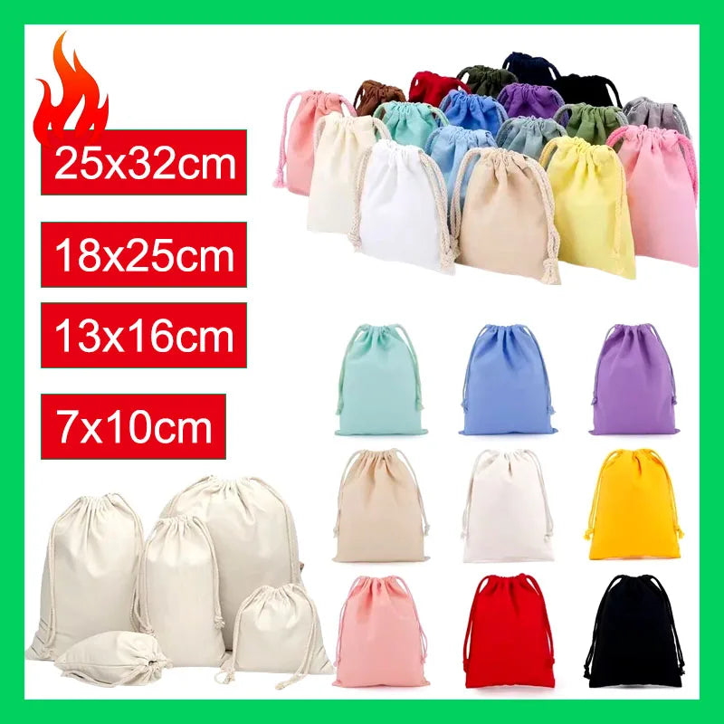 Reusable Drawstring Storage Bags, Organizer Pouch for Jewelry, Toys, Cosmetics Cotton Linen Drawstring Pouches Dustproof Sacks