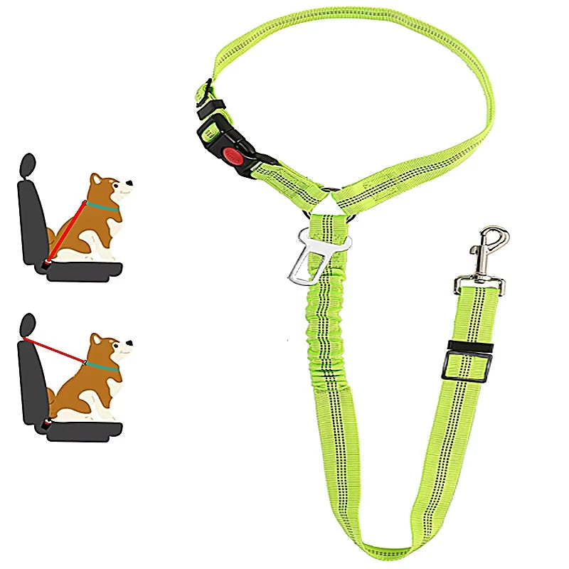 2 in 1 Solid Dog Harness Leash Pet Car Seat Belt Heavy Duty Elastic Safety Belt Adjustable for Kitten Dogs Collar Pet Accessorie