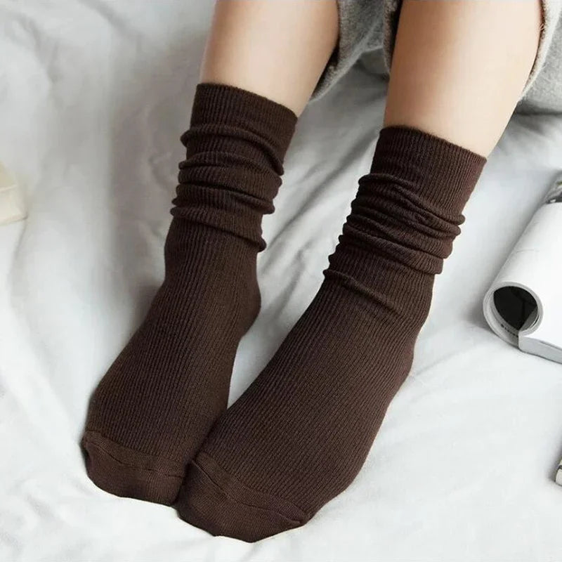 Women's Socks for Woman Winter Autumn Middle Tube Kawaii Cotton Black Red Khaki Feminino Girls Cute Stockings FDT112