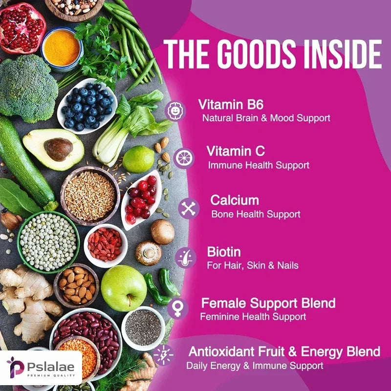 Women's Multivitamin Capsules Contain A Perfect Blend of Biotin, Calcium and Zinc To Support Immune Function and Energy