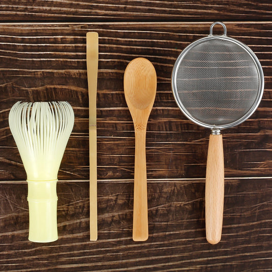 4Pcs Japanese Matcha Tea Set for Beginners Matcha Making Starter Kit with Matcha Whisk Tea Scoop Reusable Bamboo Matcha Whisk