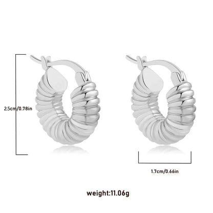 Classic Stainless Steel Waterproof Chunky Hammered Hoop Earrings Unusual Empty Stacked Circle Ear Ring Buckle Huggie Jewelry