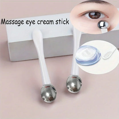 Stainless Steel Eye Cream Applicator with Roller Ball, Dual-Ended Massage & Application Tool, Facial Face Skin Care Tool