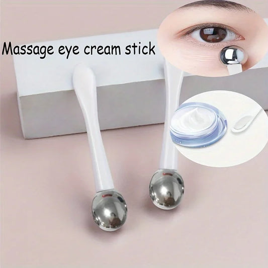 Stainless Steel Eye Cream Applicator with Roller Ball, Dual-Ended Massage & Application Tool, Facial Face Skin Care Tool