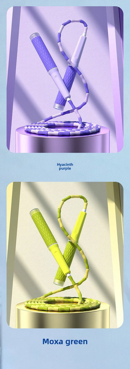 Exam Prep Student Jump Rope – Bamboo Soft Beads Anti-Tangle Design, Ergonomic No-Knot Rope for School Entrance Tests