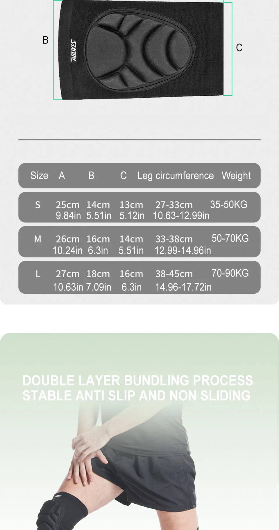 AOLIKES 1Pair Knee Elbow Pads, Thick Sponge Collisioned Kneepads for Work, Basketball Wrestling Football Volleyball Cycling