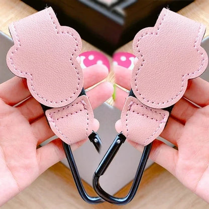 1/2pcs Baby Stroller Hooks Clips PU Leather Rotatable Cart Organizer Pram Hook Pram Rotate 360 Degree Stroller Accessories