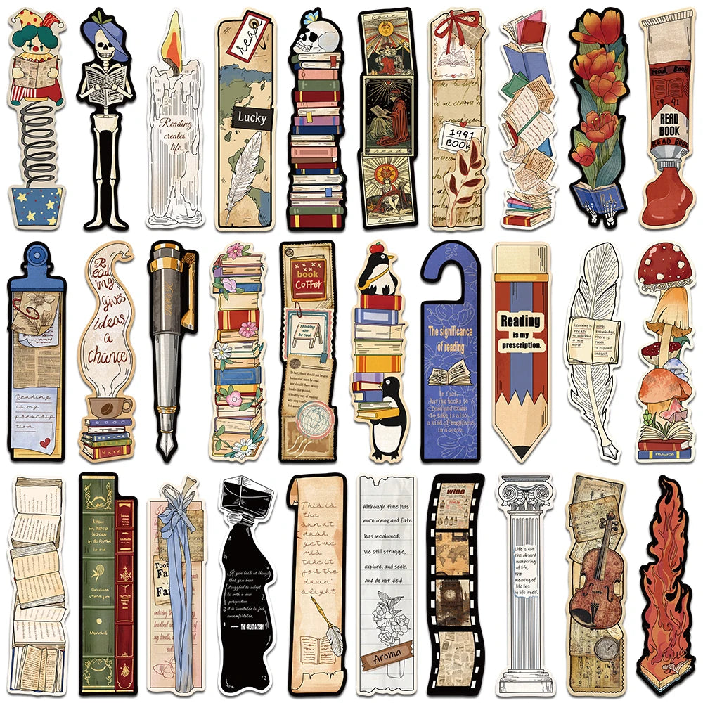 30pcs Irregular Vintage Reading Bookmarks Reading Pages Books Annotated Stationary Supplies Paper Cards Students Creative Gifts