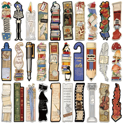 30pcs Irregular Vintage Reading Bookmarks Reading Pages Books Annotated Stationary Supplies Paper Cards Students Creative Gifts