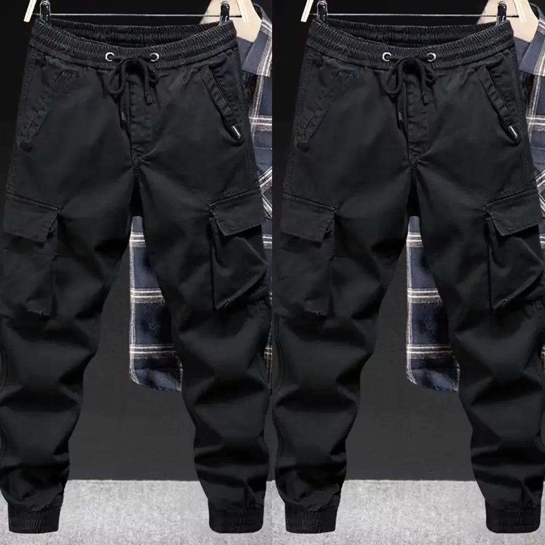 Trendy Brand Casual Cargo Pants Men's Loose Fit Solid Color Cargo Pants American Style Casual For Spring Autumn