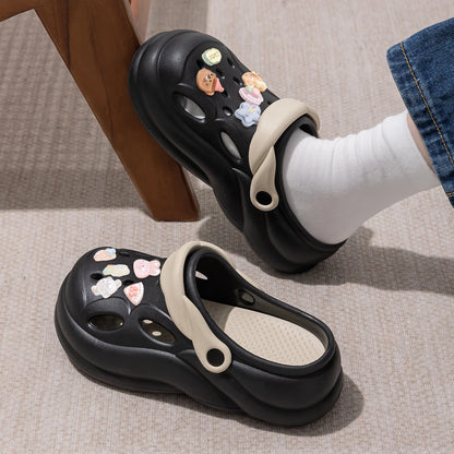 Women Thick Bottom Hole Shoes Summer Beach Platform Sandals Fashion Comfortable Indoor Outdoor Slippers