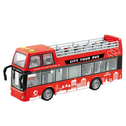 High-quality school bus toy car model large sound and light double-decker bus simulation car toy children's gift