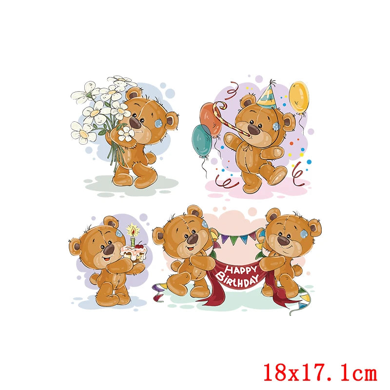 Rainbown Unicorn Heat Thermal Transfer For Clothes Cute Cartoon Iron-On Transfers Sticker On Babys Clothes DIY Aniaml Applique