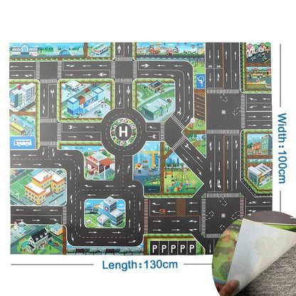 Children Playmat Activity Surface Waterproof Map Kids Animal Road Toy Baby Dinosaur Road Portable Carpet Farm Road Non-Toxic Mat