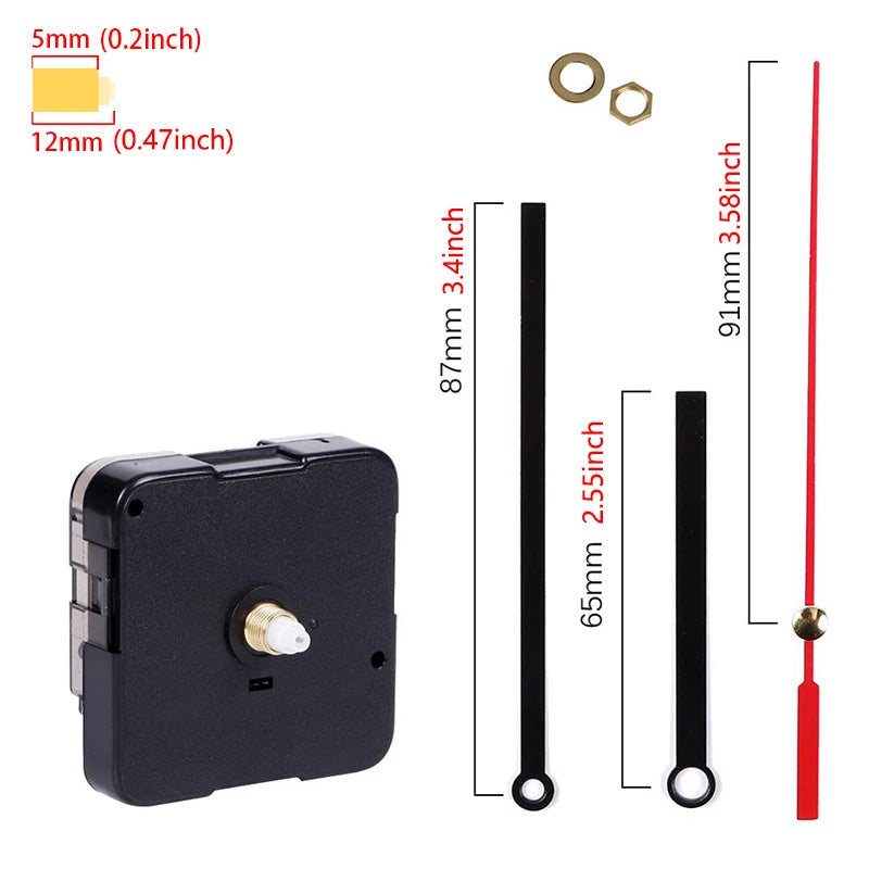 Clock Mechanism Silent Quartz Movement Machine Wall Hands Pointer Set Clockwork Table Long Shaft DIY Watches Repair Parts