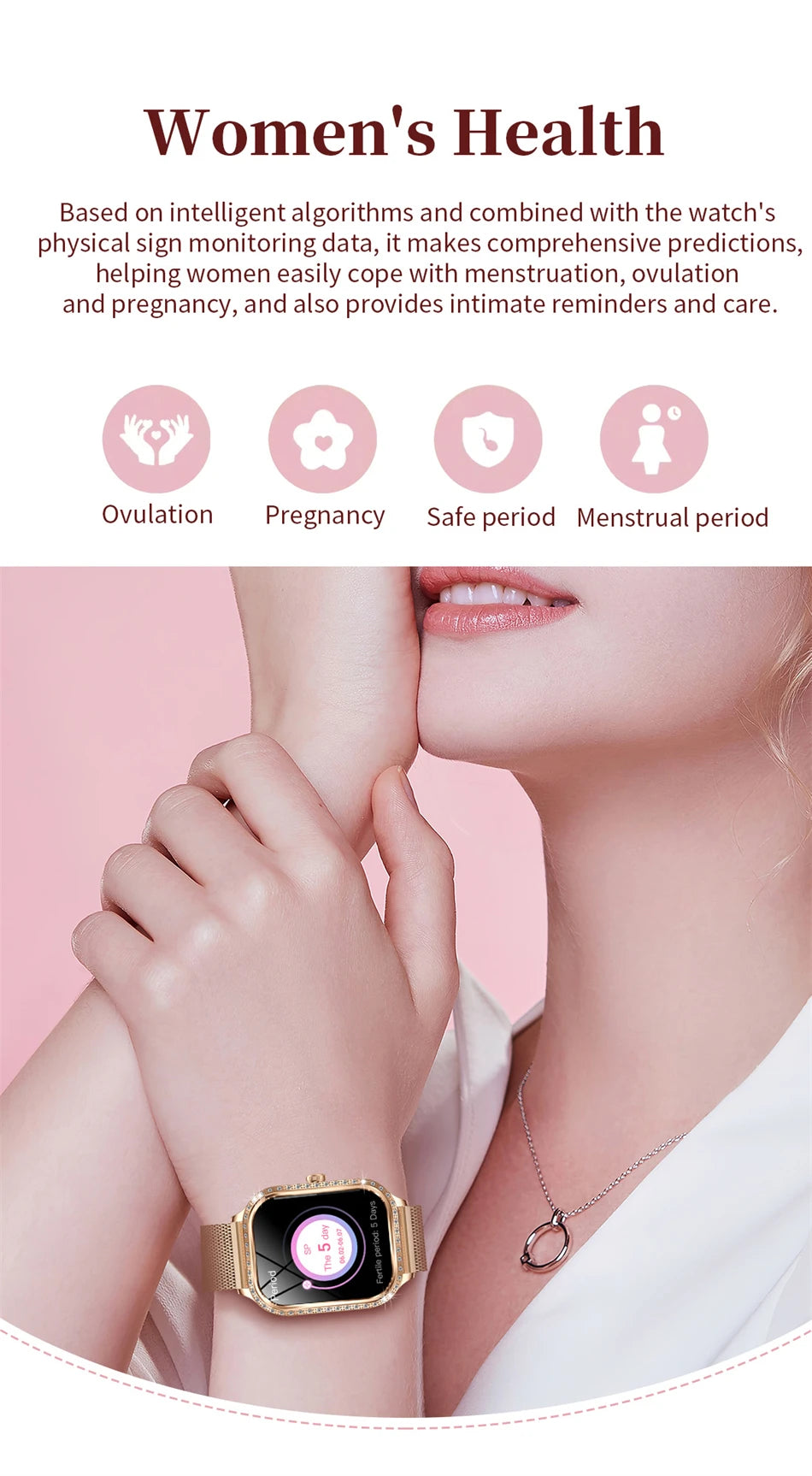 LIGE Fashion Ladies Smartwatch Women's Health Bluetooth Call Waterproof Watches Health Sports Best Friend's Smartwatch Adult