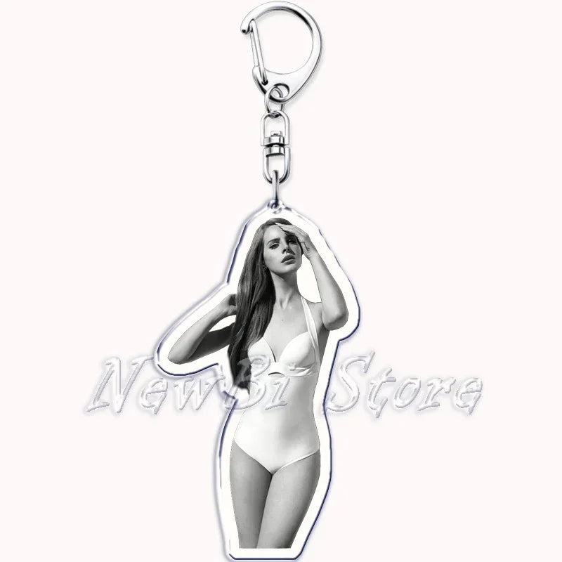 Hot Singer Lana Del Rey Keychain for Accessories Bag Pendant Born To Die Ultraviolence Key Chain Ring Keyring Jewelry Fans Gifts