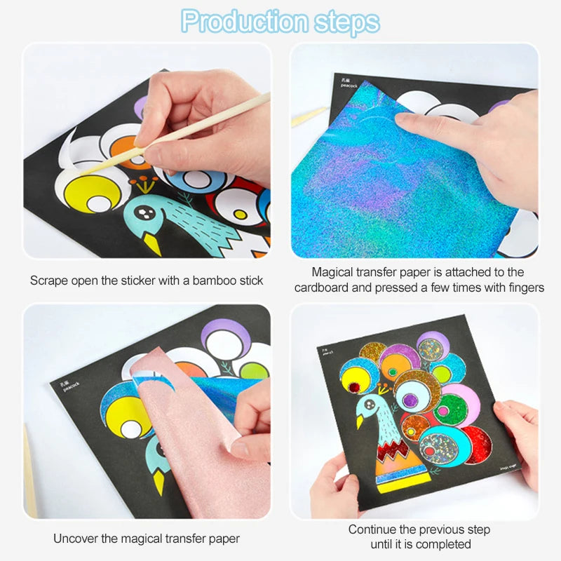 Magical Painting Art Stickers Handmade DIY Student Transfer Sticker Office Cultural Educational Supplies Cartoon Colorful TMZ