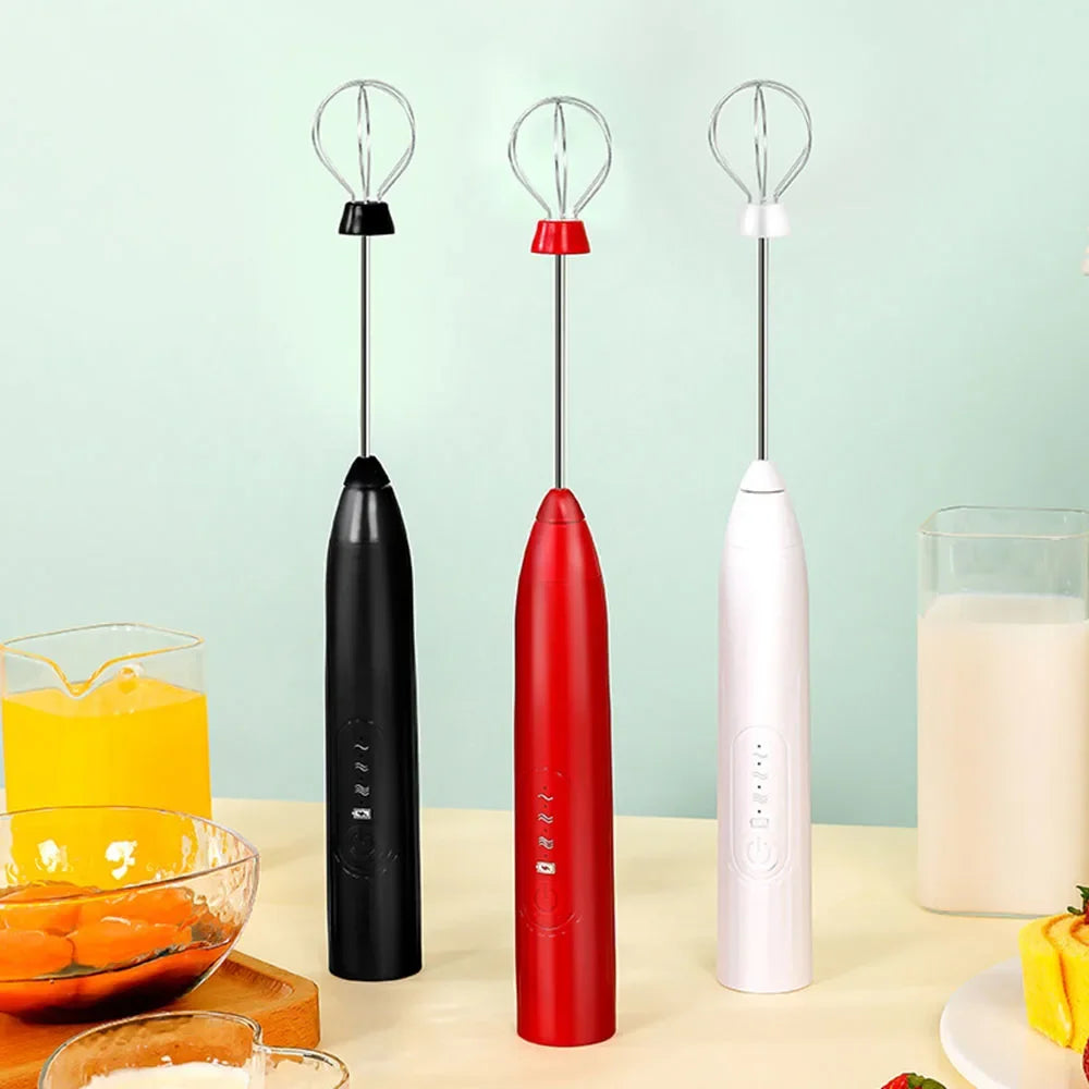 Electric Foamer Mixer Whisk Beater Stirrer 3-Speeds Coffee Milk Drink Frother USB Rechargeable Handheld Food Blender Whisk