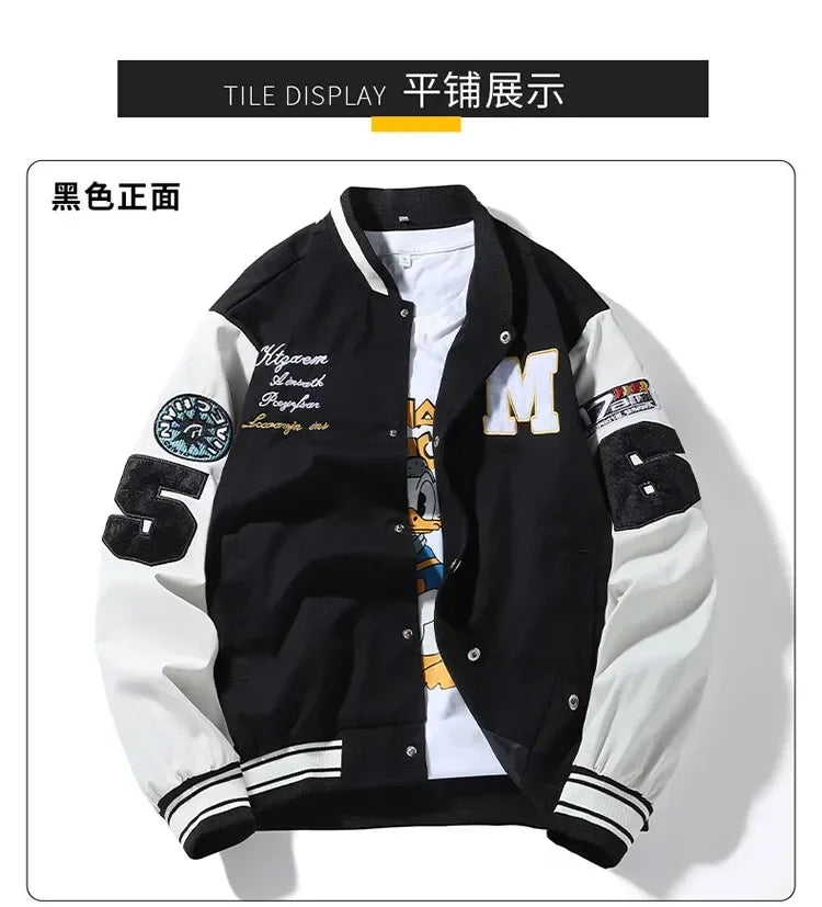 Mens Clothes Loose Fashion Baseball Uniform Outdoor Biker Travel Coat Men Loose Jacket Sportswear Motorcycle Jacket Men's Coat