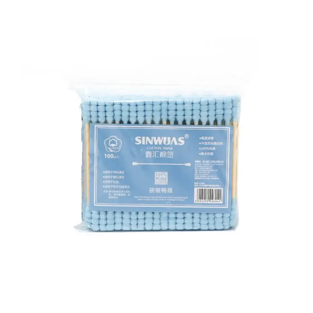 100PCS pink girl heart cute cotton swab stick double head cotton stick disposable makeup remover cotton swab cotton bat