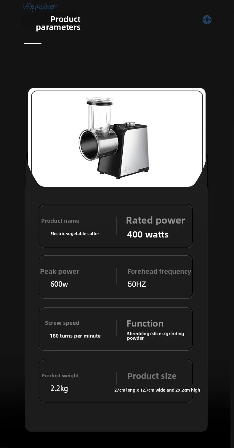 Electric Vegetable Cutter Household Full-Automatic Multifunctional Slicing,Shredding And Planing Machine For Potato/Carrot/Onion