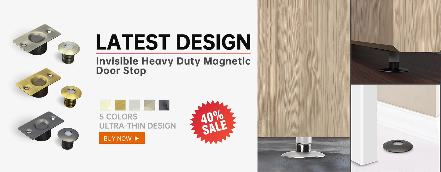 NAIERDI Magnetic Door Stopper Stainless Steel Heavy Duty Door Stop Black Nail-free Door Suction Door Holder Door Hardware