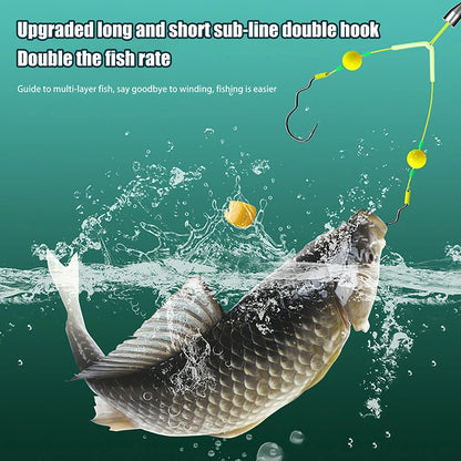 〔Far〕Double Hook Fishing Hair Rigs Hook Reverse Bottom Line Suspension Carp Fishing Hook Ready Made Anti Bottom Carp Rigs