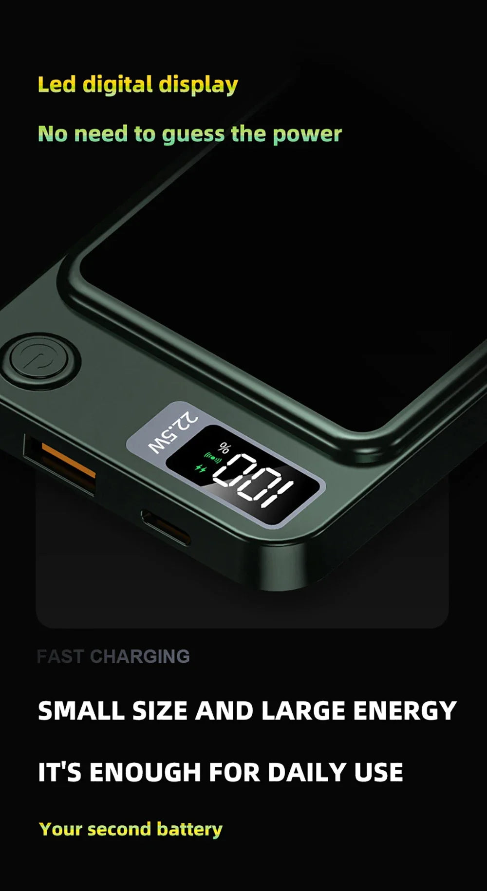 22.5W Magnetic Power Bank Wireless Fast Charging Portable Charger External Auxiliary Spare Battery for IPhone Magsafe Powerbank
