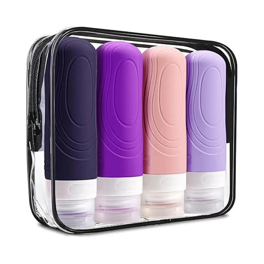 Silicone Travel Bottles Set of 4 Leak Proof 90ml Travel Refillable Bottles for Lotion Shampoo for Toiletries for On-the-go