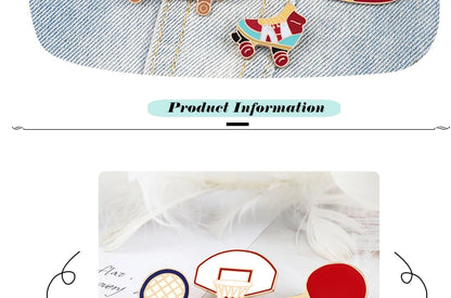 All Love Sports!Healthy Lifestyle Enamel Pins Rugby Basketball Soccer Bowling Brooches Roller Skates Badge Shirt Hat Bag Jewelry