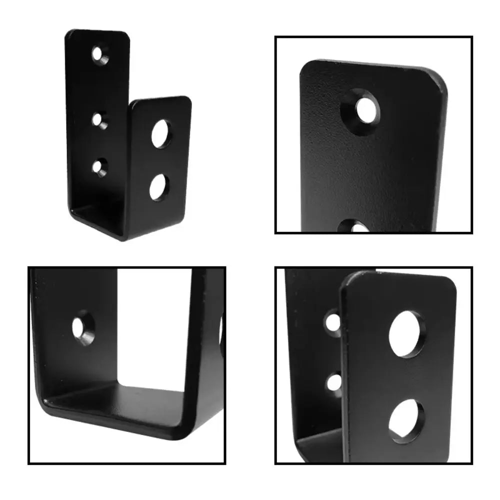 2 Pcs Metal Open Rod Support U-bracket Anti-slip Detachable Door Safety Barricade Support Door Barrier Protection Black