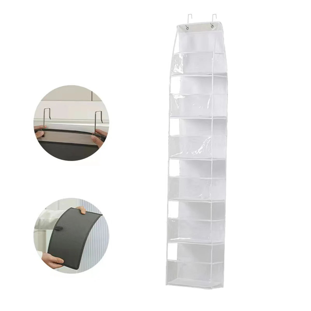 1pc/2pcs - Over-the-Door Organizer – Versatile, Foldable, Clear Wall-Mounted Storage Solution for Home Organization