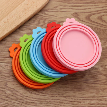 3In1 Silicone Reusable Soft Pet Seal Feed Cans Lid Keep Food Fresh Cover Flexible Storage Household Cup Glass Bottle With Spoon