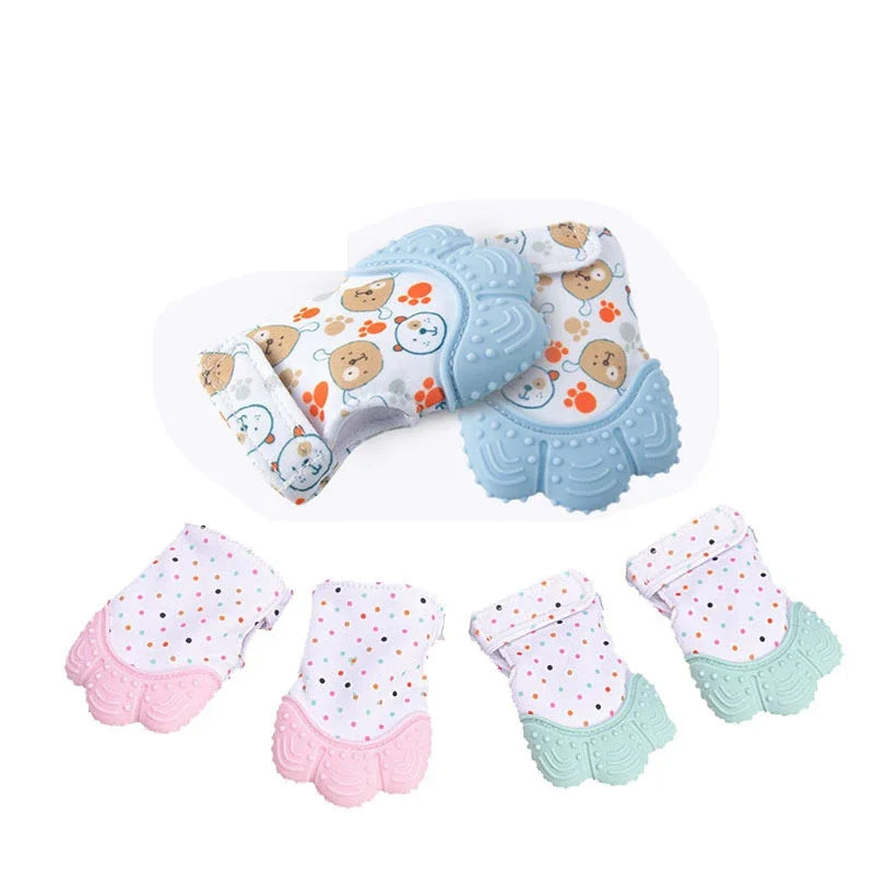 Food grade silicone Gloves Baby Teether Gloves Anti Eating Hand Teething Chewing Prevent Scratches Glove toys Mitten Pain Relief